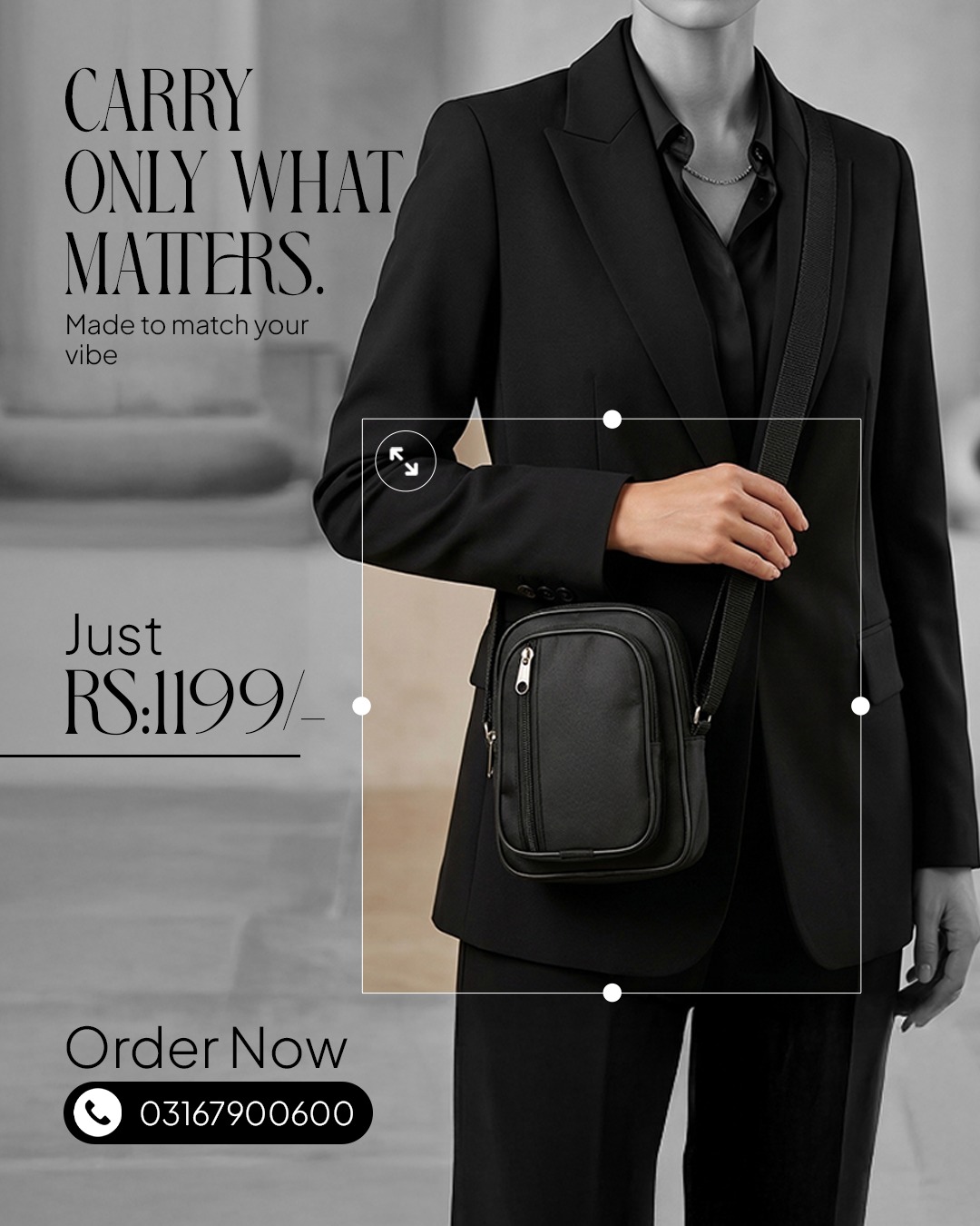 Elegant Black Crossbody Bag for Women – Minimal, Stylish & Everyday Essential